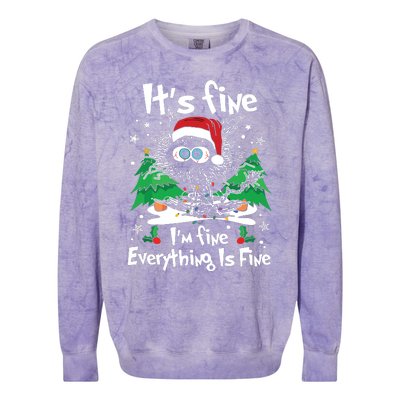 Black Cat Christmas Its Fine Im Fine Everything Is Fine Colorblast Crewneck Sweatshirt