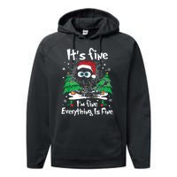 Black Cat Christmas Its Fine Im Fine Everything Is Fine Performance Fleece Hoodie