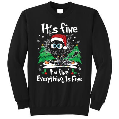 Black Cat Christmas Its Fine Im Fine Everything Is Fine Sweatshirt