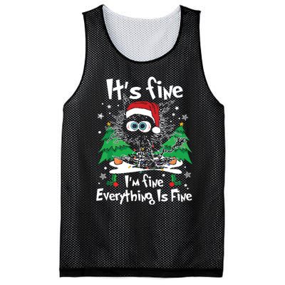 Black Cat Christmas Its Fine Im Fine Everything Is Fine Mesh Reversible Basketball Jersey Tank