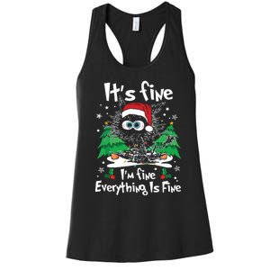 Black Cat Christmas Its Fine Im Fine Everything Is Fine Women's Racerback Tank