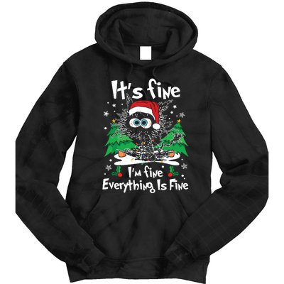 Black Cat Christmas Its Fine Im Fine Everything Is Fine Tie Dye Hoodie