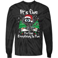 Black Cat Christmas Its Fine Im Fine Everything Is Fine Tie-Dye Long Sleeve Shirt