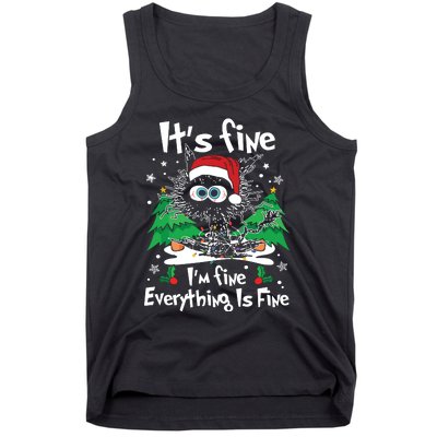 Black Cat Christmas Its Fine Im Fine Everything Is Fine Tank Top