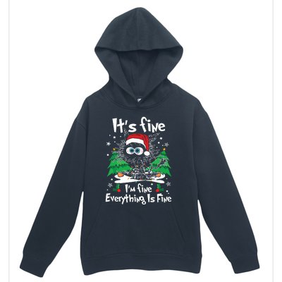 Black Cat Christmas Its Fine Im Fine Everything Is Fine Urban Pullover Hoodie