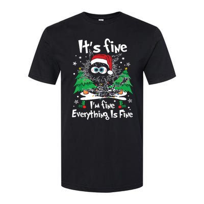 Black Cat Christmas Its Fine Im Fine Everything Is Fine Softstyle® CVC T-Shirt