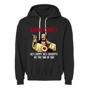 Buddy Christ Christmas Cool Jesus Religious Christian Garment-Dyed Fleece Hoodie