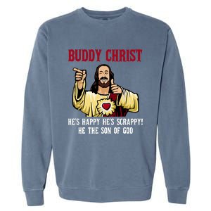 Buddy Christ Christmas Cool Jesus Religious Christian Garment-Dyed Sweatshirt