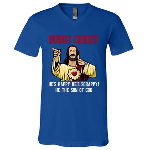 Buddy Christ Christmas Cool Jesus Religious Christian V-Neck T-Shirt