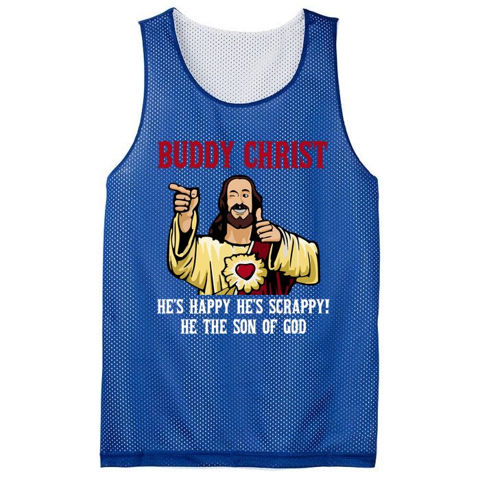 Buddy Christ Christmas Cool Jesus Religious Christian Mesh Reversible Basketball Jersey Tank