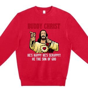 Buddy Christ Christmas Cool Jesus Religious Christian Premium Crewneck Sweatshirt