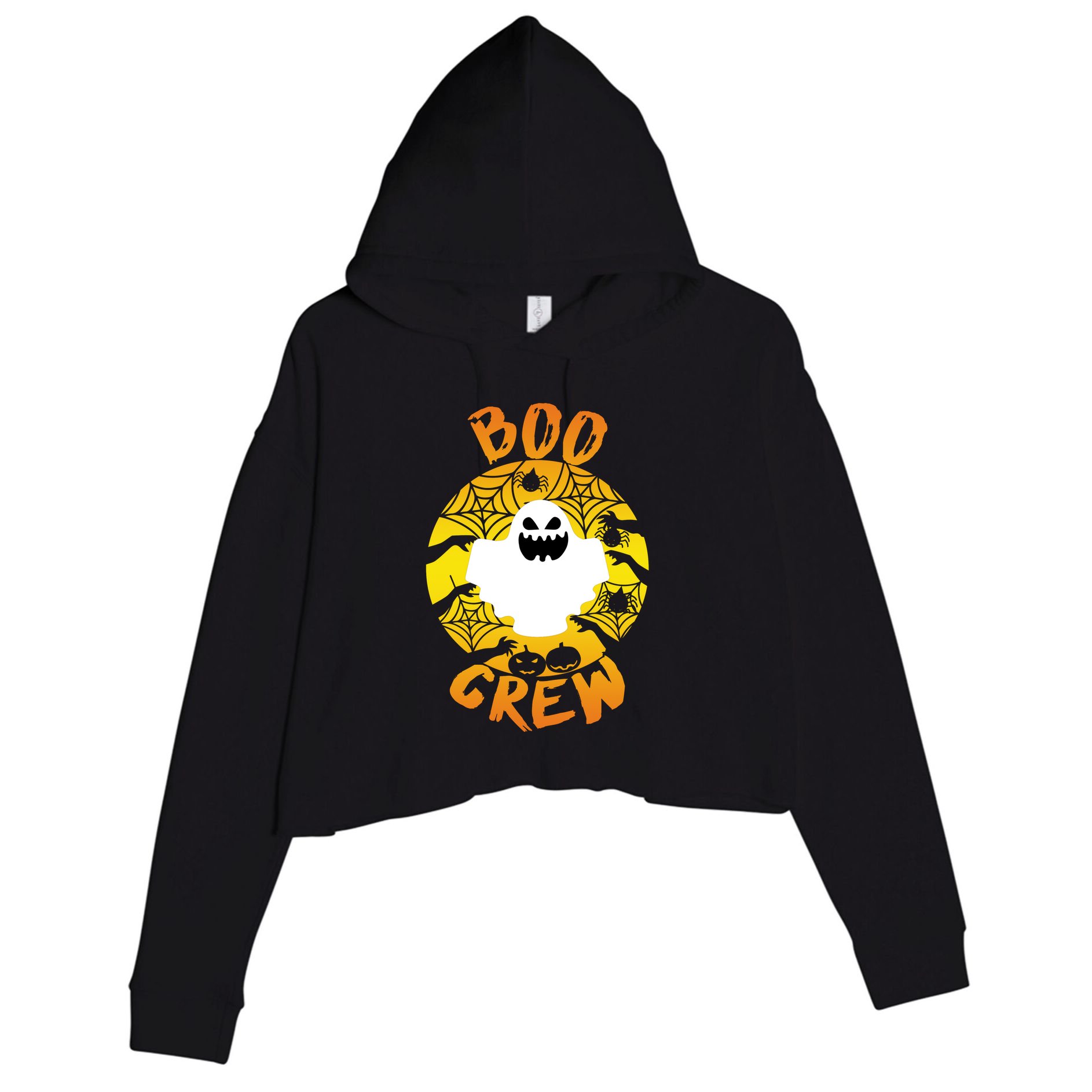 Boo Crew Cute Halloween Ghost Crop Fleece Hoodie