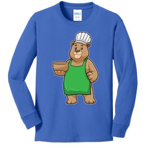 Bear Cook Chef Hat Bowl Gift Kids Long Sleeve Shirt