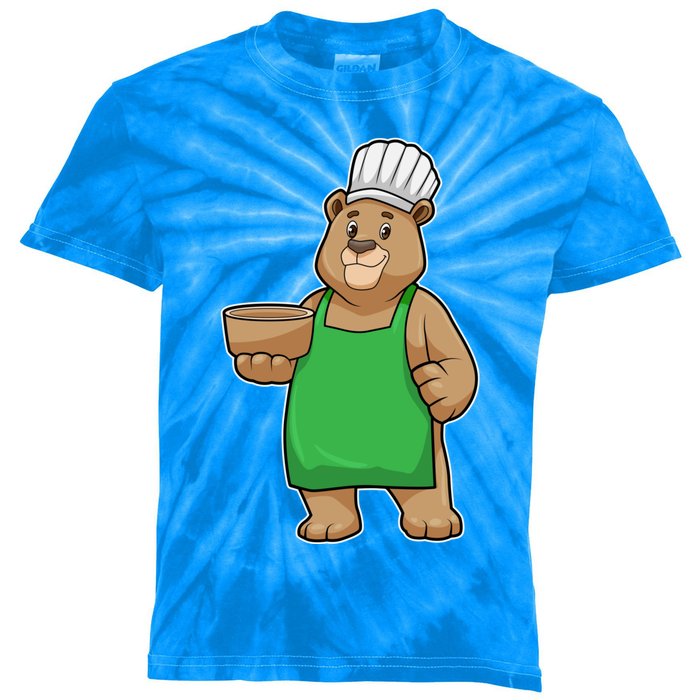 Bear Cook Chef Hat Bowl Gift Kids Tie-Dye T-Shirt