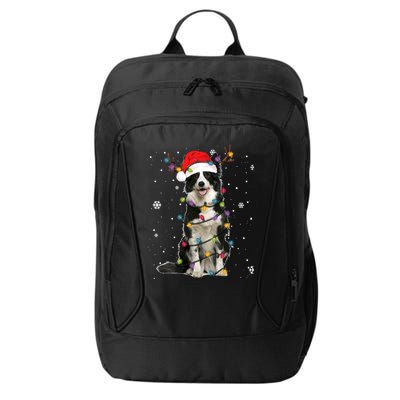 Border Collie Christmas Santa Xmas Lights Dog Lover Gift City Backpack