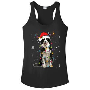 Border Collie Christmas Santa Xmas Lights Dog Lover Gift Ladies PosiCharge Competitor Racerback Tank