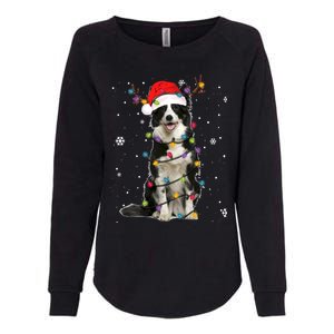 Border Collie Christmas Santa Xmas Lights Dog Lover Gift Womens California Wash Sweatshirt