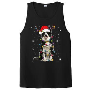 Border Collie Christmas Santa Xmas Lights Dog Lover Gift PosiCharge Competitor Tank