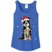 Border Collie Christmas Santa Xmas Lights Dog Lover Gift Ladies Essential Tank