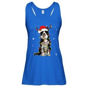 Border Collie Christmas Santa Xmas Lights Dog Lover Gift Ladies Essential Flowy Tank