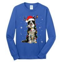 Border Collie Christmas Santa Xmas Lights Dog Lover Gift Tall Long Sleeve T-Shirt