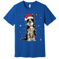 Border Collie Christmas Santa Xmas Lights Dog Lover Gift Premium T-Shirt