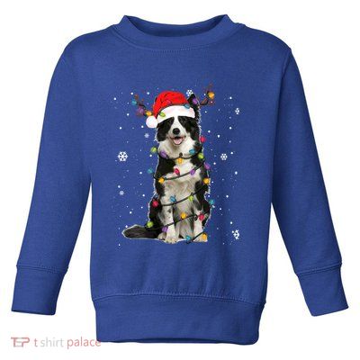 Border Collie Christmas Santa Xmas Lights Dog Lover Gift Toddler Sweatshirt