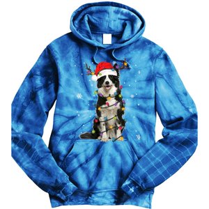 Border Collie Christmas Santa Xmas Lights Dog Lover Gift Tie Dye Hoodie