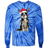 Border Collie Christmas Santa Xmas Lights Dog Lover Gift Tie-Dye Long Sleeve Shirt