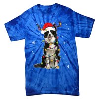 Border Collie Christmas Santa Xmas Lights Dog Lover Gift Tie-Dye T-Shirt