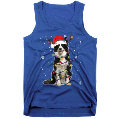 Border Collie Christmas Santa Xmas Lights Dog Lover Gift Tank Top