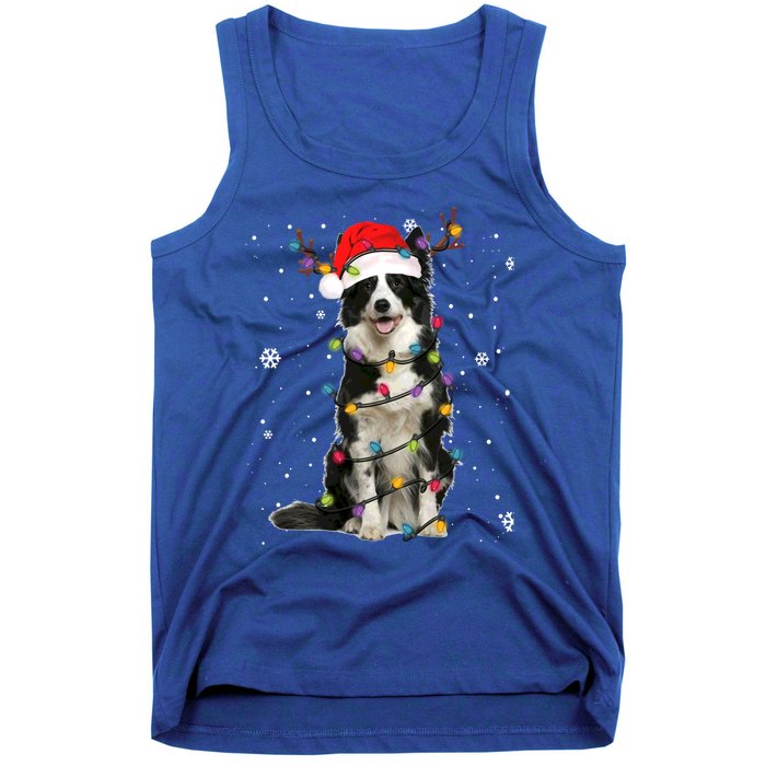 Border Collie Christmas Santa Xmas Lights Dog Lover Gift Tank Top