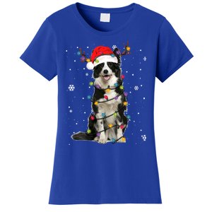 Border Collie Christmas Santa Xmas Lights Dog Lover Gift Women's T-Shirt