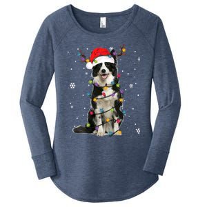 Border Collie Christmas Santa Xmas Lights Dog Lover Gift Women's Perfect Tri Tunic Long Sleeve Shirt