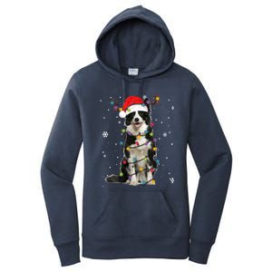 Border Collie Christmas Santa Xmas Lights Dog Lover Gift Women's Pullover Hoodie