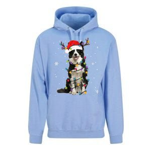 Border Collie Christmas Santa Xmas Lights Dog Lover Gift Unisex Surf Hoodie