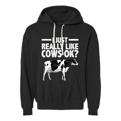 Best Cow Design Cattle Farming Dairy Cow Lover Garment-Dyed Fleece Hoodie