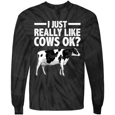 Best Cow Design Cattle Farming Dairy Cow Lover Tie-Dye Long Sleeve Shirt