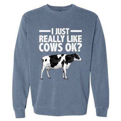 Best Cow Design Cattle Farming Dairy Cow Lover Garment-Dyed Sweatshirt