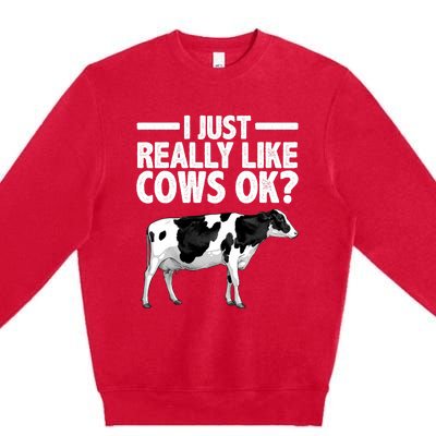 Best Cow Design Cattle Farming Dairy Cow Lover Premium Crewneck Sweatshirt