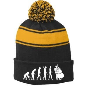 Bass Clef Double Bass Player Bass Guitarist Evolution Stripe Pom Pom Beanie