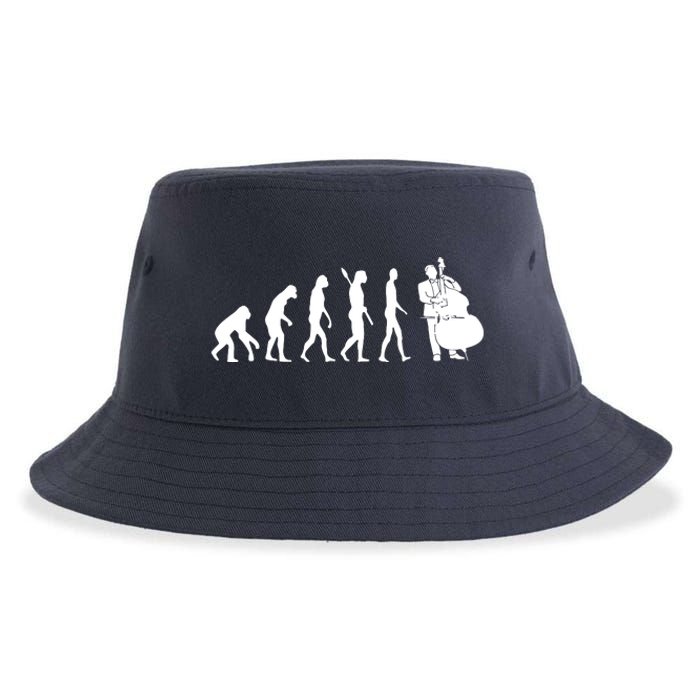 Bass Clef Double Bass Player Bass Guitarist Evolution Sustainable Bucket Hat