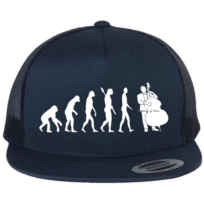 Bass Clef Double Bass Player Bass Guitarist Evolution Flat Bill Trucker Hat