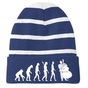 Bass Clef Double Bass Player Bass Guitarist Evolution Striped Beanie with Solid Band