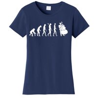 Bass Clef Double Bass Player Bass Guitarist Evolution Women's T-Shirt