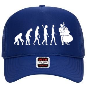 Bass Clef Double Bass Player Bass Guitarist Evolution High Crown Mesh Back Trucker Hat