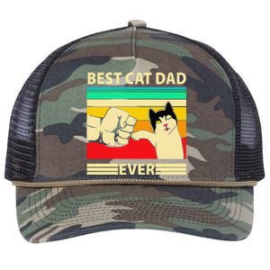 Best Cat Dad Ever Funny Cat Daddy Father Day Gift Retro Rope Trucker Hat Cap