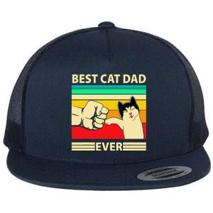 Best Cat Dad Ever Funny Cat Daddy Father Day Gift Flat Bill Trucker Hat