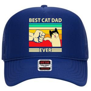 Best Cat Dad Ever Funny Cat Daddy Father Day Gift High Crown Mesh Back Trucker Hat