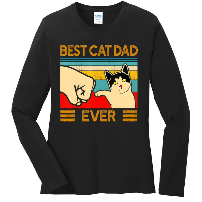 Best Cat Dad Ever FatherS Day Gift Cat Daddy Ladies Long Sleeve Shirt